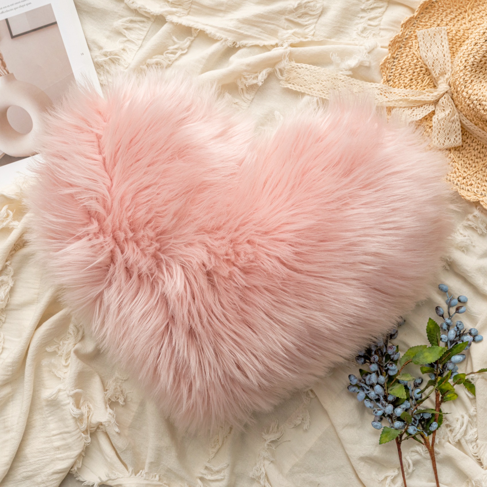 370g Weight Pillow Cases Home Textiles & Decor Type Netherlands velvet Material Heart Shape, Solid Color, Flower Pattern IG Style Style IG Style Heart Shape Solid Color Flower Pillow Cases Couch & Sofa Decor 6