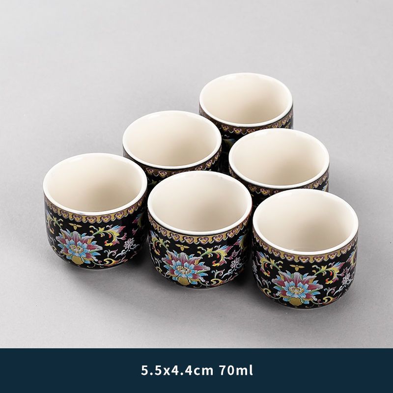 블루 에나멜 등나무 꽃-6 컵