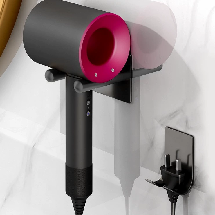 Держатель для фена на стену (Dyson), корпус из алюминия Space, без сверления и крепления винтами