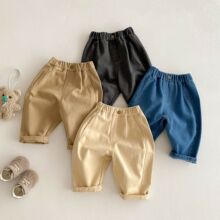 儿童纯色牛仔裤2025新款春季宝宝韩版休闲裤男童裤子女童时尚春装
