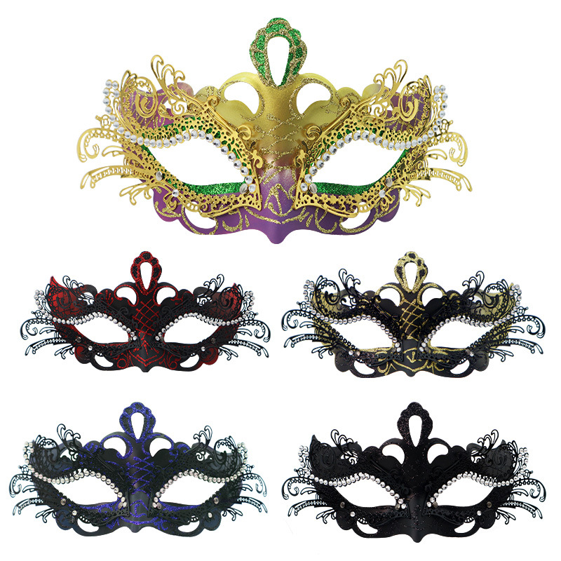 Amazon pareja máscara de baile de mascaras metal forjado mitad cara Halloween carnaval máscara de fiesta de pascua