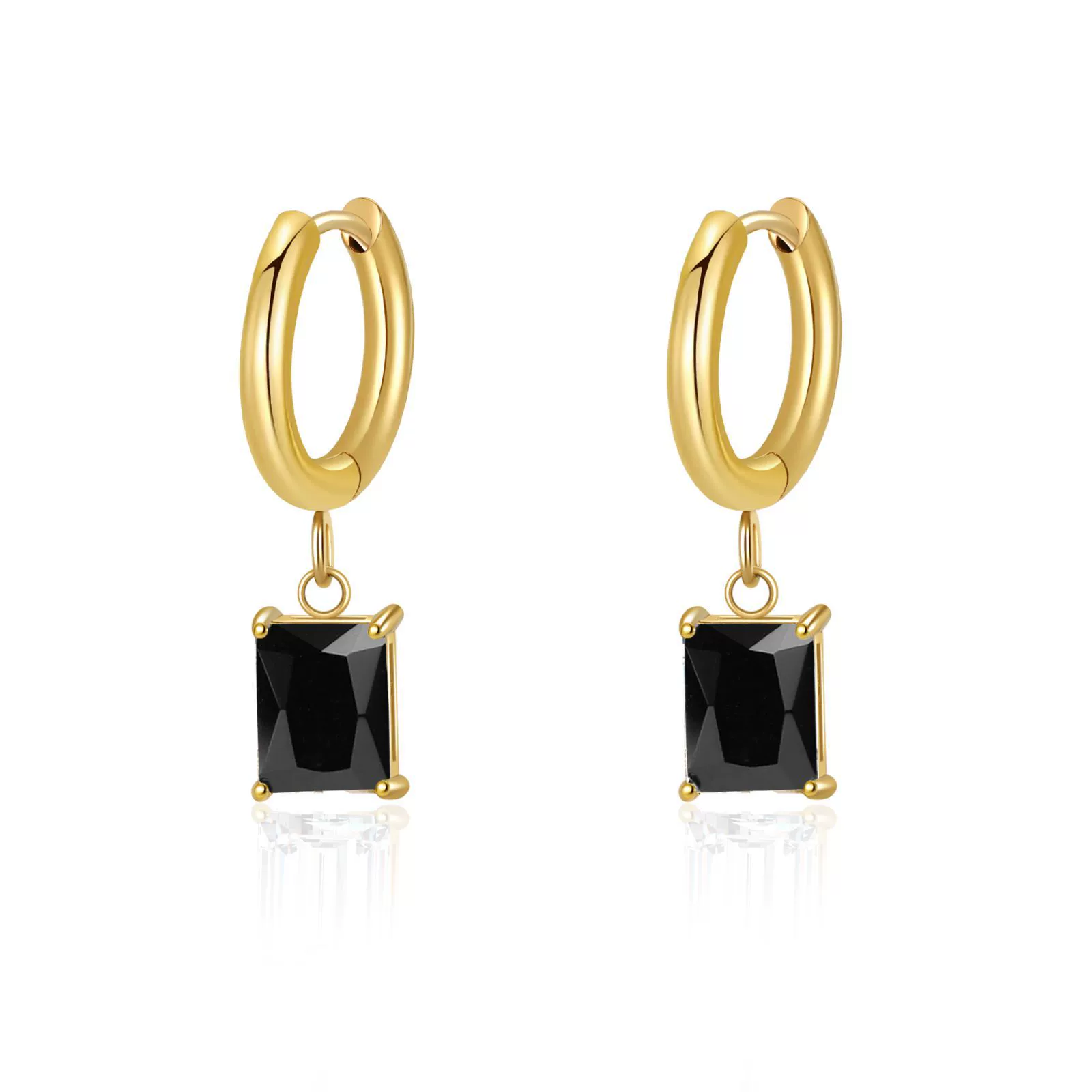  rectangular zirconium, серебро, серьги, клипсы для ушей, 18 карат, оптом