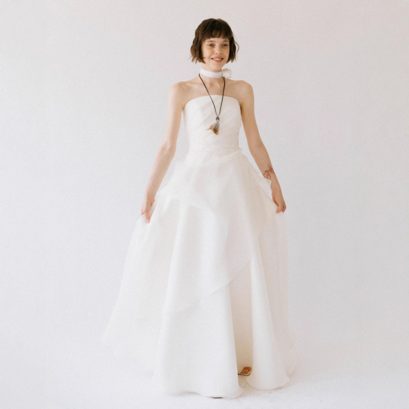 Travel Photography Forest Style Women's Light Wedding Dress Strapless Floor-Length Outdoor Wedding Main Wedding Dress Simple Engagement Dress