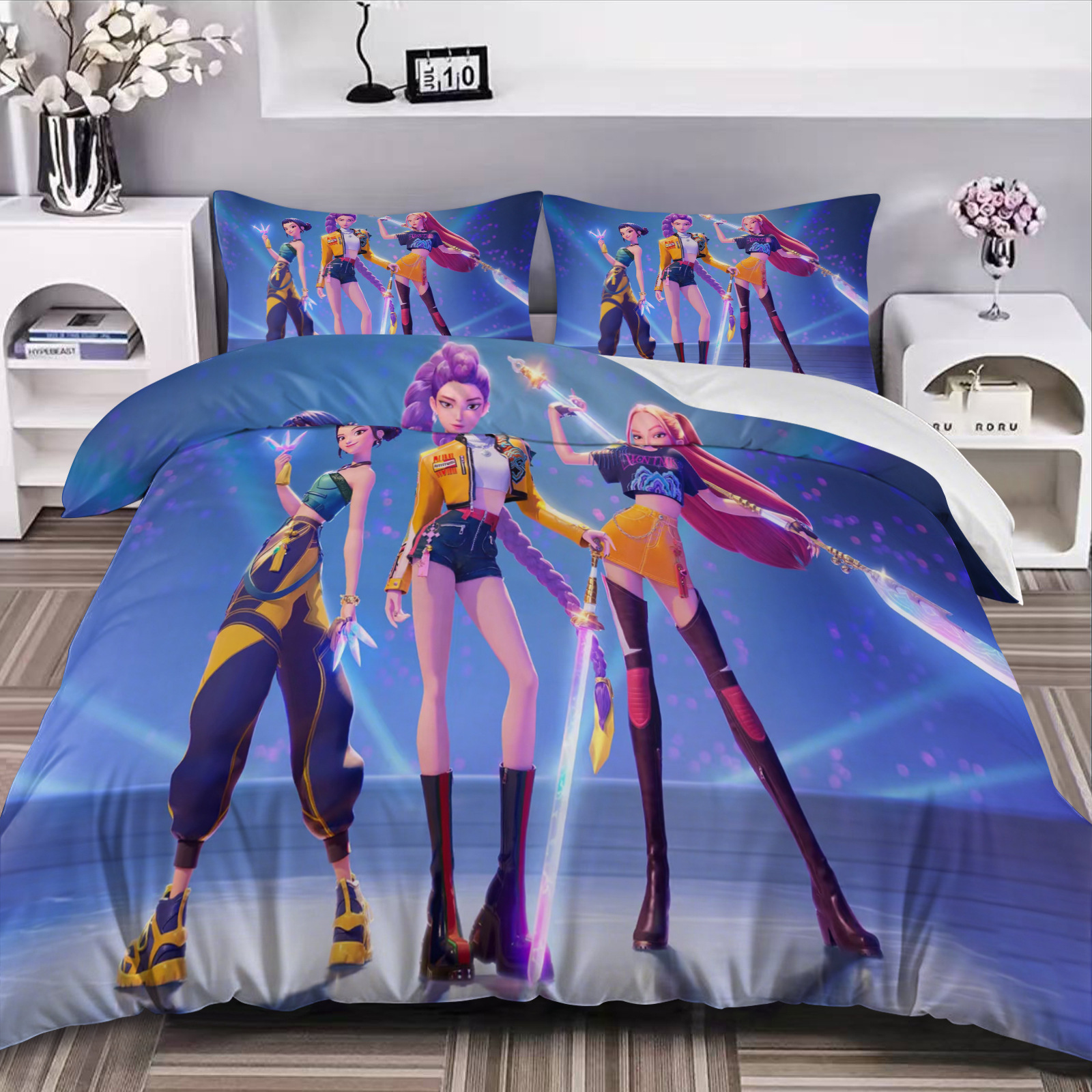 Caza de brujas K-POP tres piezas Amazon AliExpress edredón impresión digital 3D transfronteriza Nantong puente de piedra