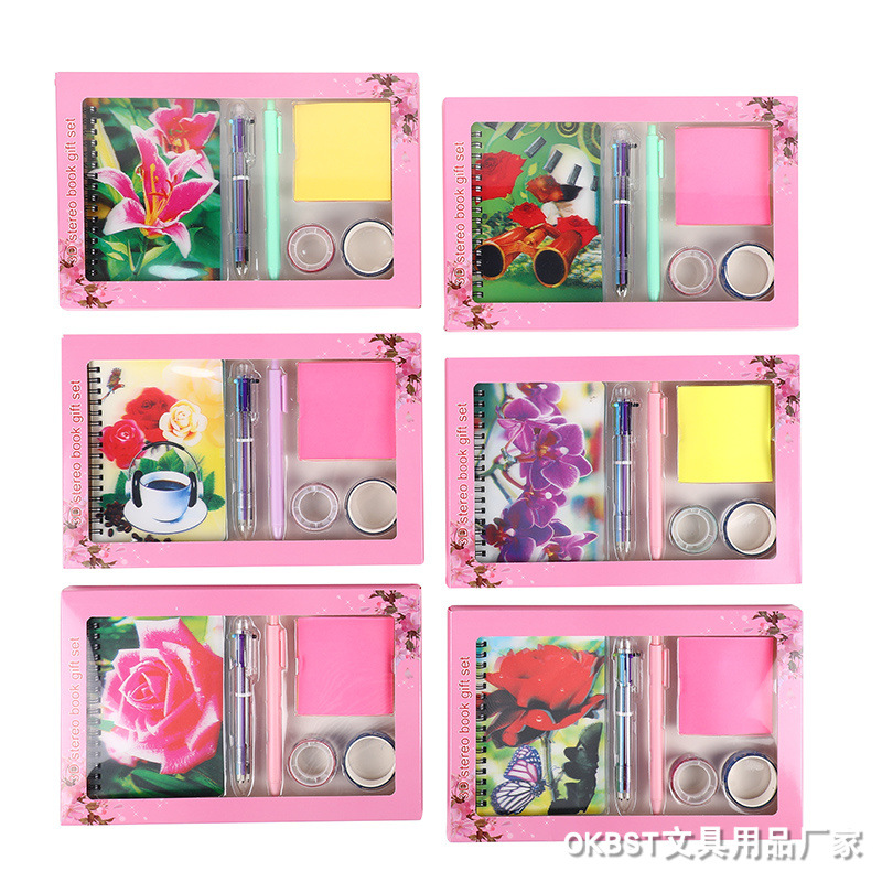 Transfronterizo de dibujos animados 3D Unicornio Chica corazón Flamingo pareja Bloc de notas Notebook papelería traje de regalo