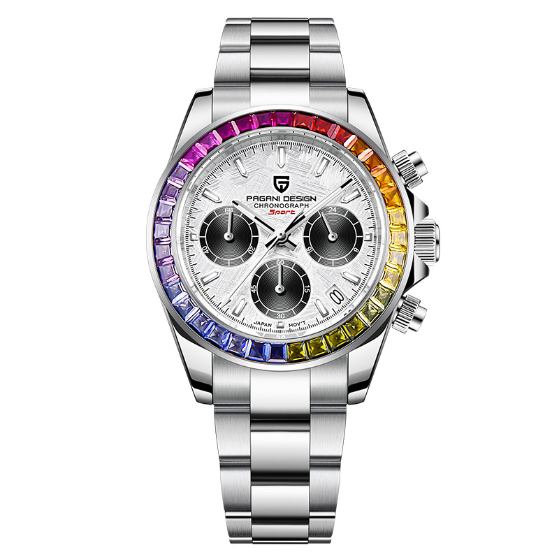 PAGANIDESIGN bojiani reloj para hombre multifunción cronógrafo de acero inoxidable resistente al agua reloj de diamantes de color 1644