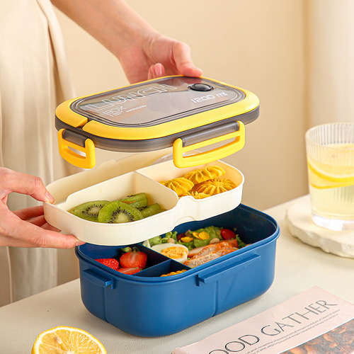 Lunchbox Double-layer Bento Box Student Divided Rice Container Microwave Dedicated Office Worker Portable Lunch Box