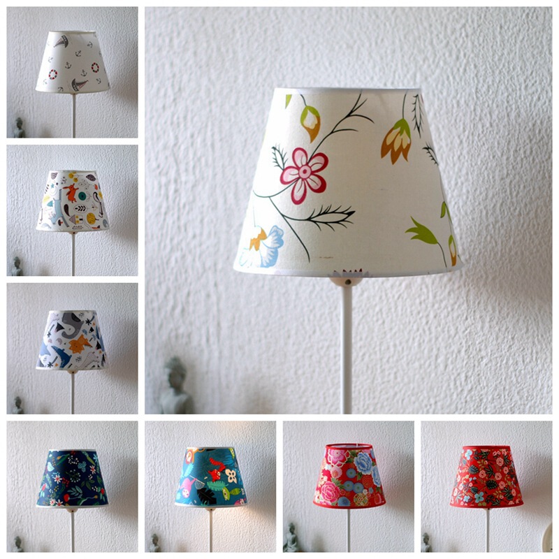 Small Table Lamp Lampshade Shell Cover E27 Screw Round Linen Fabric Bedroom Bedside Household Simple Pleated