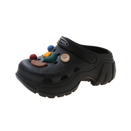 Women's Croc Shoes Summer 2024 New Ultra Thick Soled Outer Wear DIY Love Versatile Beach Baotou Croc Shoes for Women