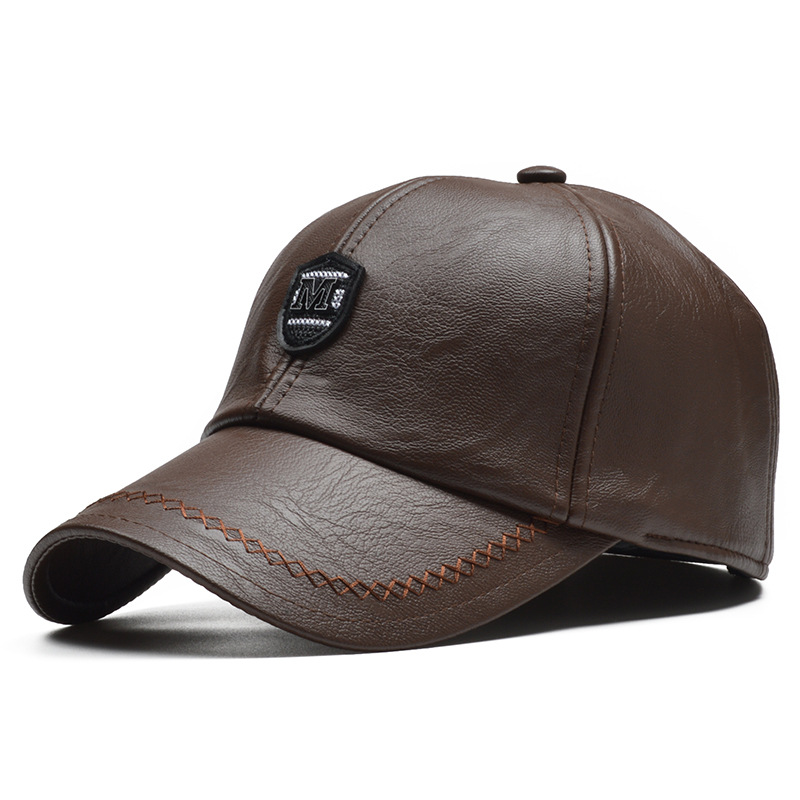 Men's Warm Baseball Cap With Ear Protection And Pu Leather_voghion.com