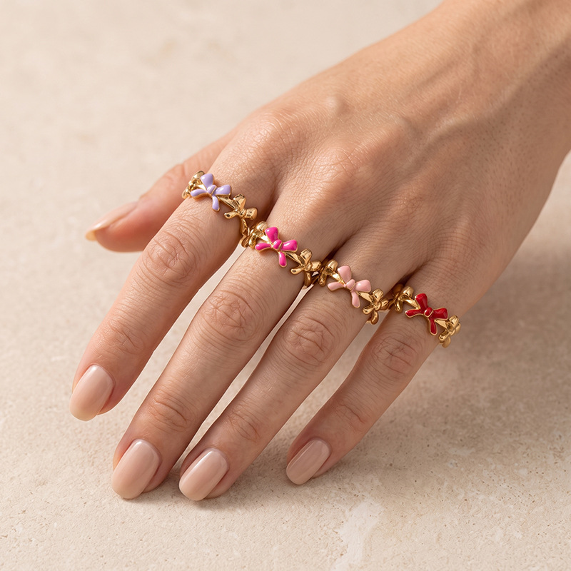 Tina Europa y los Estados Unidos moda transfronteriza dopamina color goteo de aceite anillo de acero inoxidable nicho arco joyería al por mayor