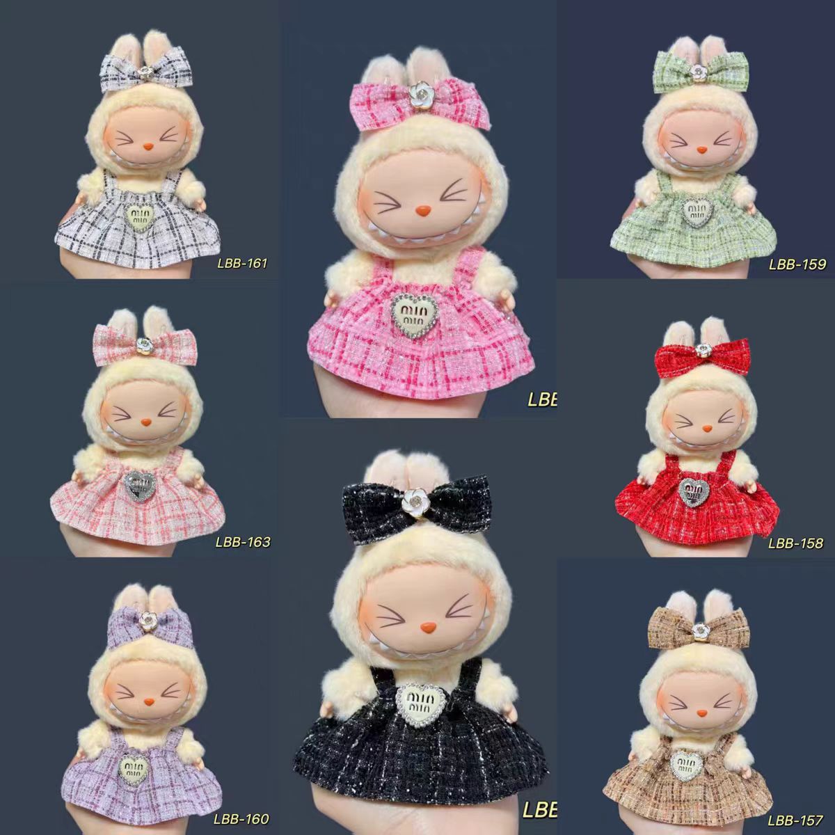 17 cm LABUBU una y dos generaciones de muñecas de polilla universal caja ciega fiesta pequeña falda de viento serie de accesorios de ropa de bebé