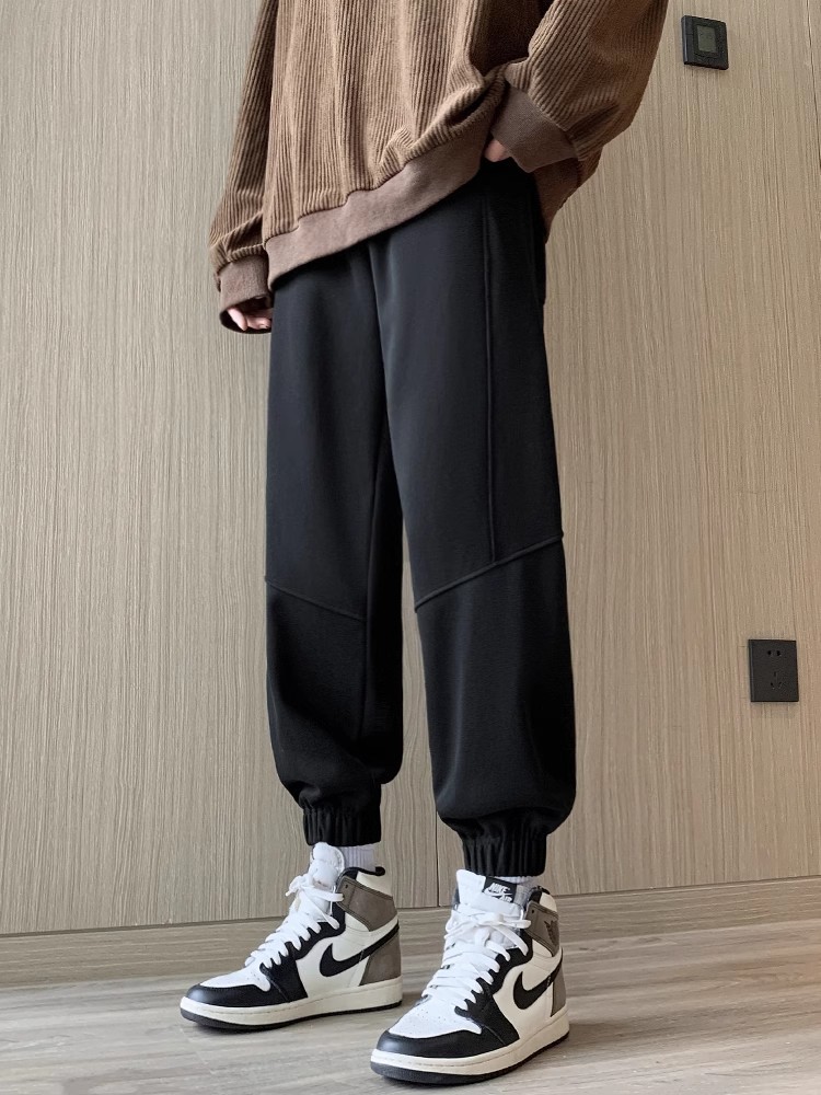 Fleece-Lined Men's Sweatpants Winter Casual Joggers Cuffed Sweatpants 2025 New Long Pants Autumn and Winter Men's Trousers
