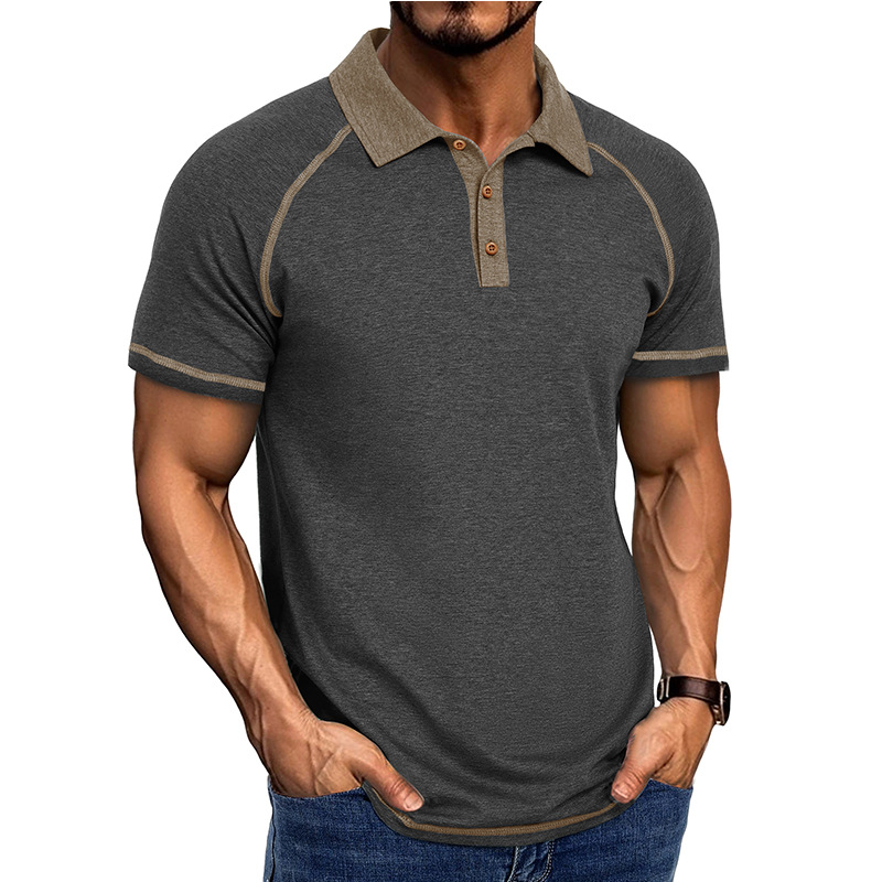 Spring European And American Men's Short-sleeved Lapel Henry T-shirt Foreign Trade Men's POLO Base Shirt Men