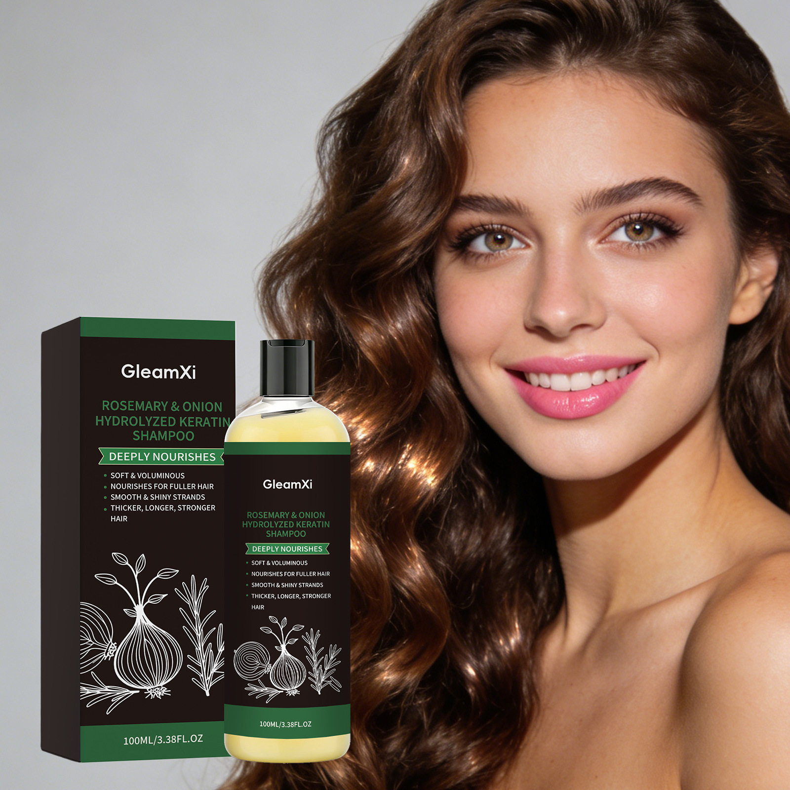 GleamXi 丰盈蓬松洗发水温和舒适清洁头皮发丝柔顺光泽蓬松洗发水