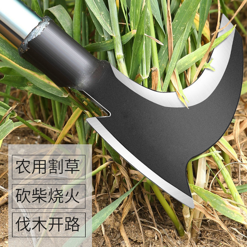 Agricultural double-cutting sickle, harvesting straw, mowing sickle, outdoor agricultural tools, clearing land, cutting branches, chopping firewood, manganese steel sickle