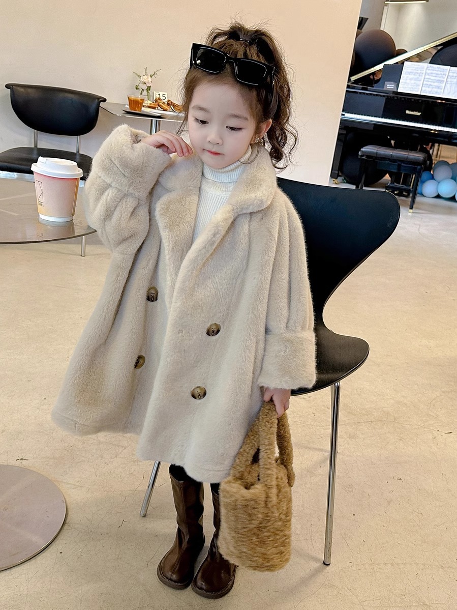 新款女童皮毛一体皮大衣儿童仿水貂绒皮外套毛毛中长款冬季潮复合