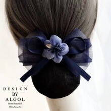 职业头花2024年新款女护士空姐银行上班盘头发网兜发夹子头饰发饰