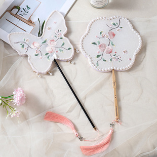 Embroidered Round Fan Ancient Style Women's Cheongsam Hanfu Dance Special Fan Chinese Style Xiantao Small Round Fan for Adults and Children