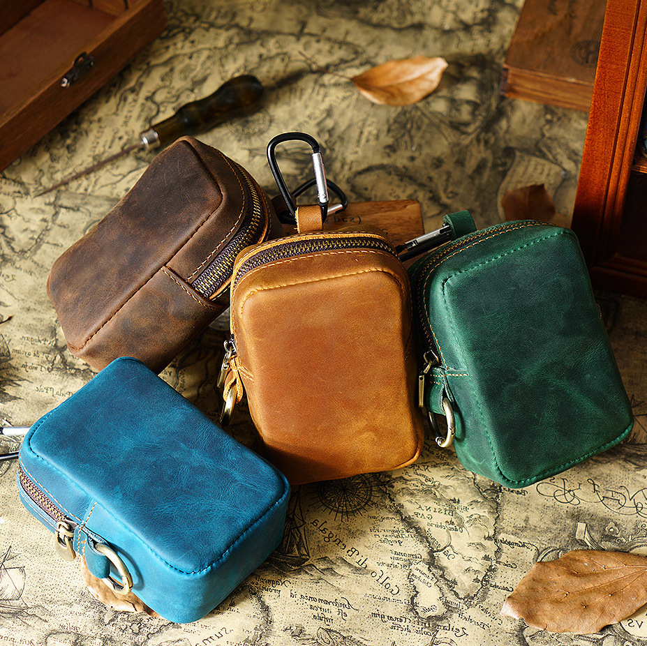 Original PU storage bag, coin purse, key bag, belt-worn waist bag, mini hanging bag for running and sports, casual outdoor use
