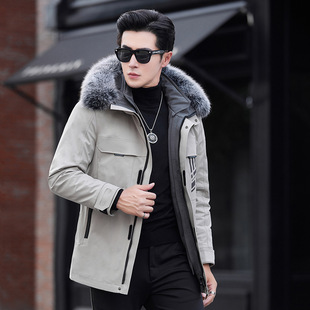 Parker Men's New Fur One-piece Coat Mid-length Fur Fur Liner Thickened Coat Casual Business Jacket