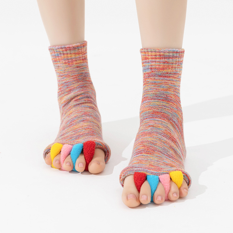 Cross-border Japanese-Korean Color Toe Yoga Toe Socks Women's Open Toe Socks Correcting Thumb valgus Five-finger Socks