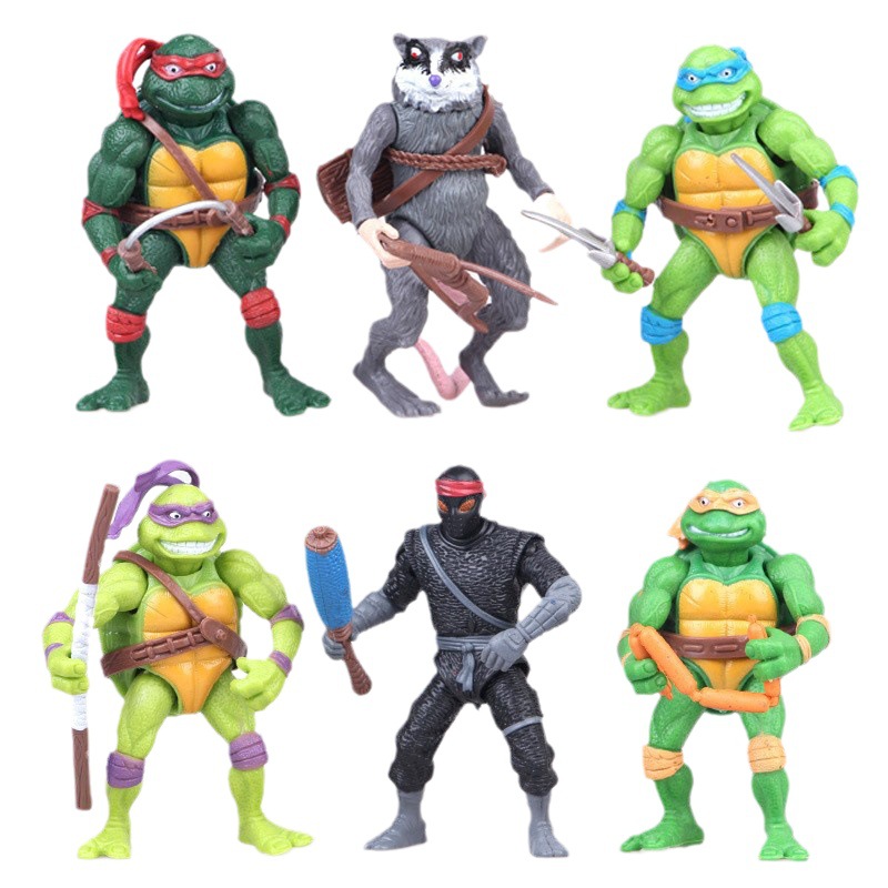 2014 애니메이션 에디션 6 십대 돌연변이 닌자 거북이 손으로 만든 인형 TMNT 액션 피규어 장난감 모델 장면 장식품