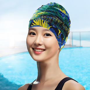 New Style Swimming Cap Women's Long Hair Cloth Without Tighting Fashion Ear Protection Sun Protection Hot Spring Swimming Cap Showing Face Small in stock Swimming Cap