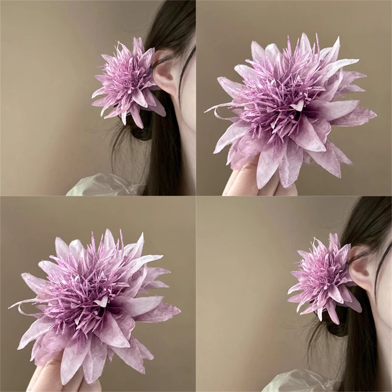 Purple Flower Sea Super Fairy Lily Flower Hairpin Anemone Flower Hairpin Ambient Sense Beautiful Thunner Headdress