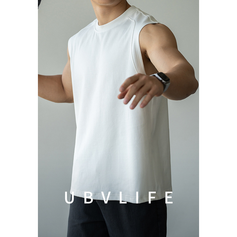 American Style Cool Ice Silk Vesset T-shirt Men's 2025 Summer New Casual Shoulder Sleeveless Sports Top T-shirt