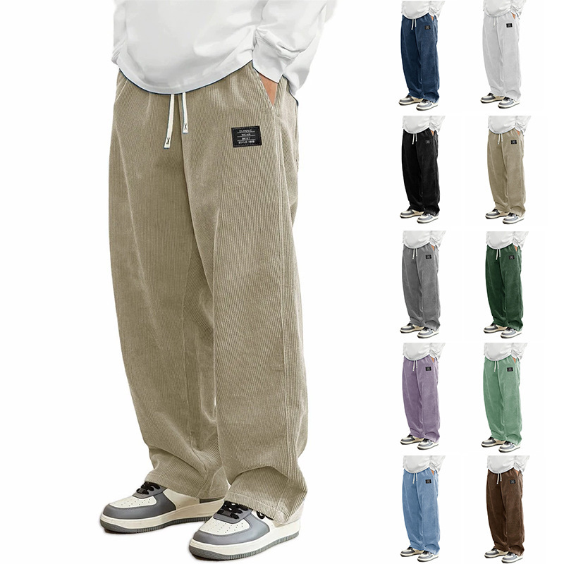 2025 Amazon Autumn New European and American Cross-Border Loose Comfortable Sweatpants Foreign Trade Corduroy Men's Casual Pants