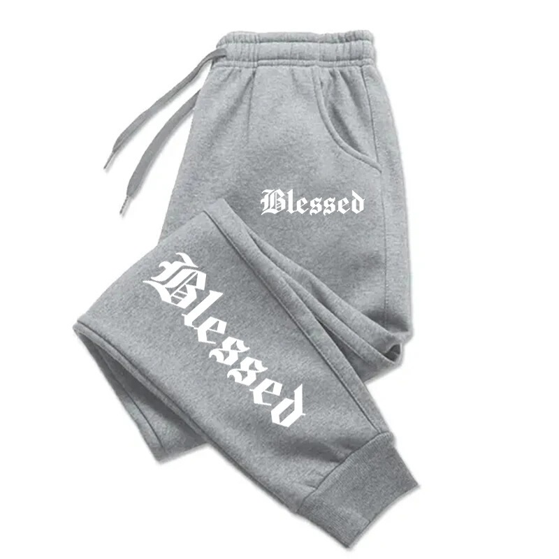 Blessing Letter Print Men's and Women's Sportswear Leggings Sportswear Men's Lace-Up Millennial Bug Pants Jogging Sweatpants
