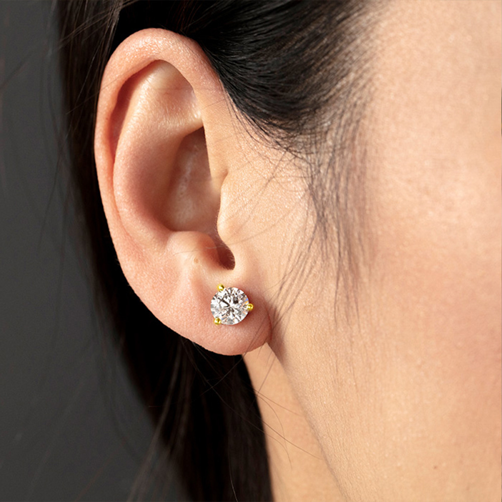 925 Sterling Silver Ear Needle Material 1 Pair 925 Sterling Silver Geometric Solid Color Ear Studs
