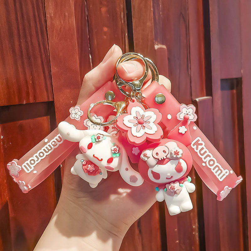 Cartoon doll key chain Sanrio series pink cherry kulomi melody bag mobile phone pendant wholesale