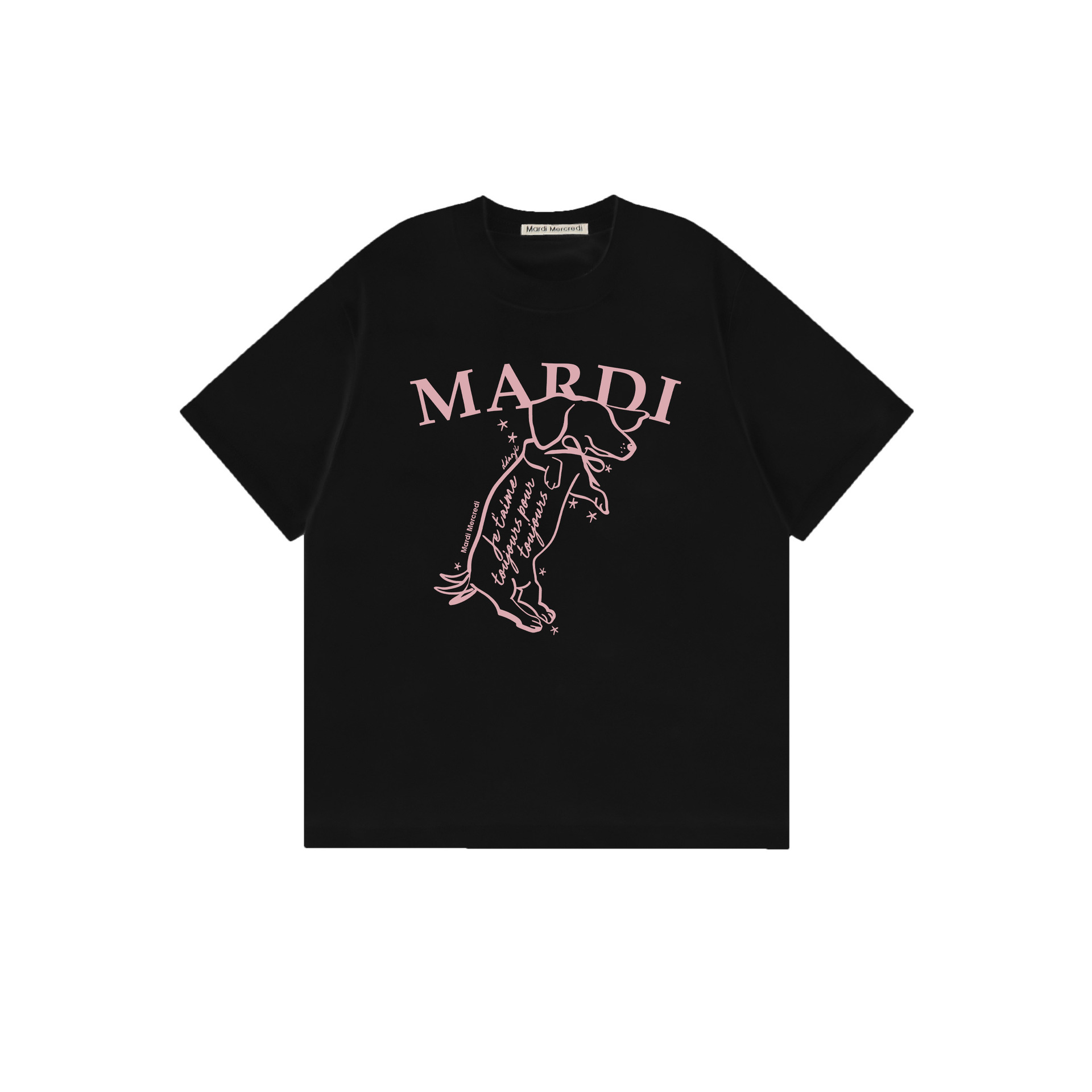 2025 新マルディ半袖右肩スリムフィットゴールドハイシルバー同スタイルデイジードックスフード犬 Tシャツホットガール着用
