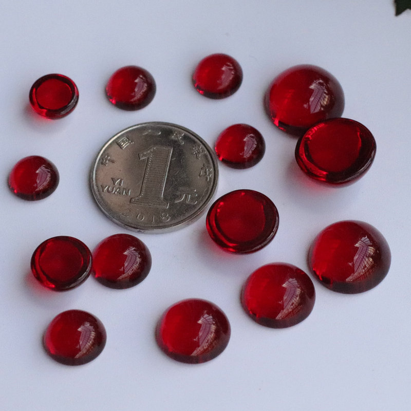 圆戒面仿红宝石红玛瑙色水晶玻璃贴片手工饰品diy配件批发戒指 4