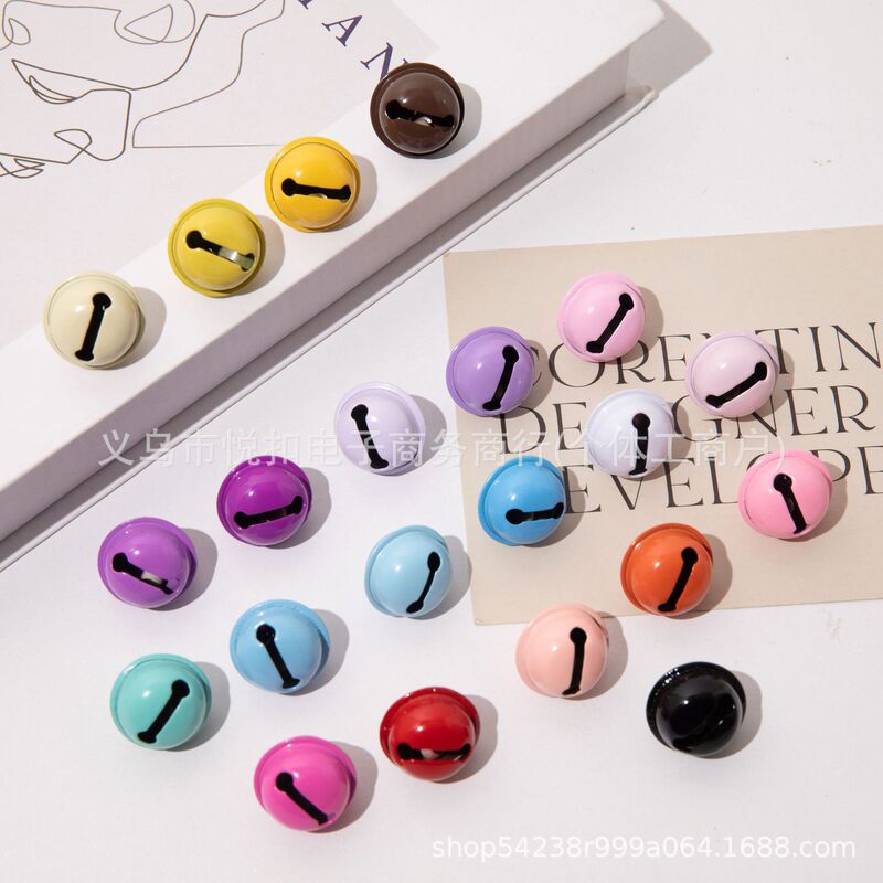 17/22mm Flat Spray-Painted Bell DIY Jewelry Accessory Bracelet Keychain Candy-Colored Metal Decorative Pendant