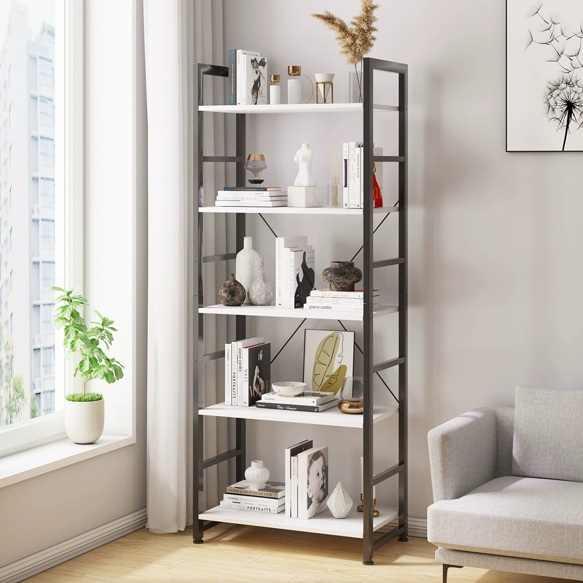 Subang домашняя Скандинавская Книжная Полка Стеллаж для хранения напольный книжный шкаф из цельного дерева простая пятислойная книжная полка настенная полка для гостиной стеллаж для цветов