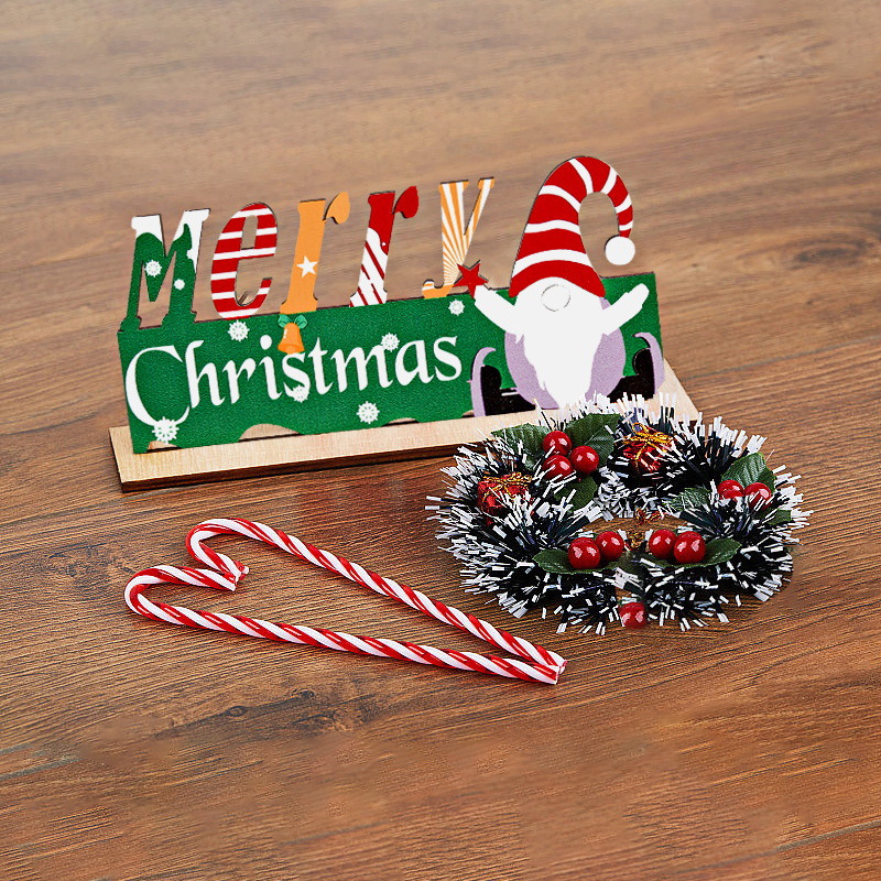 Decoraciones navideñas adornos de mesa de madera restaurantes centros comerciales escaparates artesanías de madera adornos de ensamblaje de colores