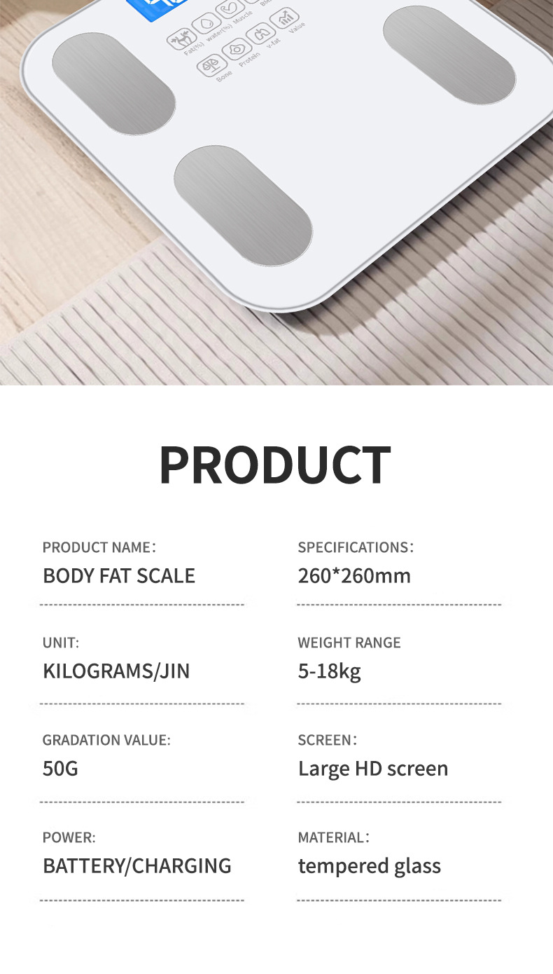 AI-Körperwaagen mit Körperfettmessung, wiederaufladbar, kleine hochpräzise Personenwaage mit intelligentem Gewicht BMI, elektronische Waage für den Hausgebrauch