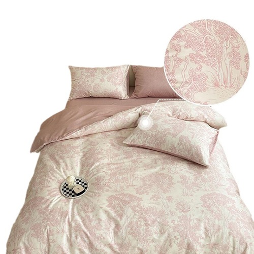 Home Textiles ins Nordic Style Cotton 100 Pure Cotton Four-piece Quilt Cover Bedding Sheets Three-piece Set Sheets