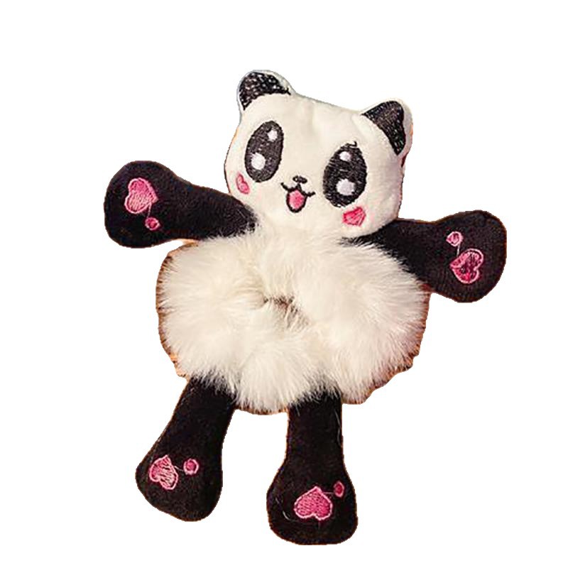 Banda de pelo de conejo de dibujos animados nuevos niños lindo corbata anillo de pelo hembra de peluche conejo cuerda de pelo cabeza de bola accesorios para el cabello hembra image 5