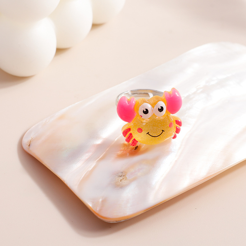 cartoon transparent resin frog crab small goldfish ring ring wholesale