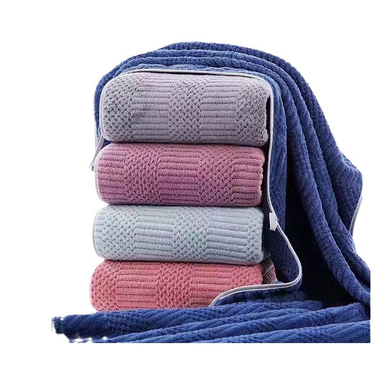 Toalla de coral de peluche de borde conjunto de toalla de baño de color sólido suave absorción de agua toalla de playa material ecológico para el hogar diario