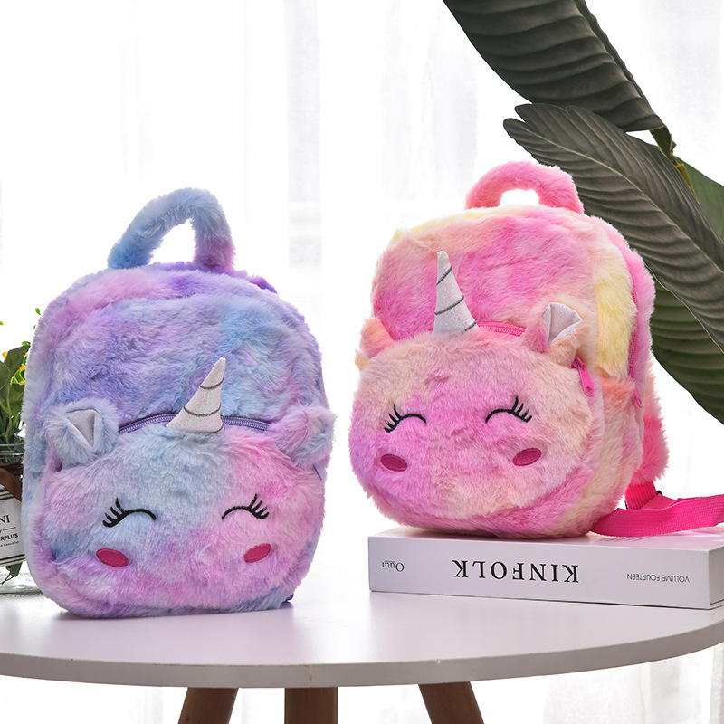 Nueva mochila de dibujos animados engrosada unicornio para niños 1-6 años bebé de jardín de infantes linda mochila de felpa