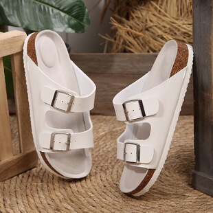 X 57273 Mabron Buckle Flat Cork Sandals ���ܛľ��Ь