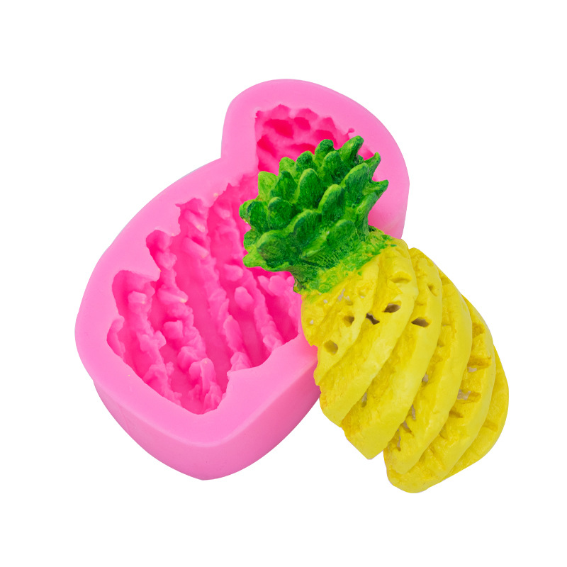 Tridimensional grande piña forma silicona molde fondant cake decoración aromaterapia yeso arcilla simulación DIY molde para hornear