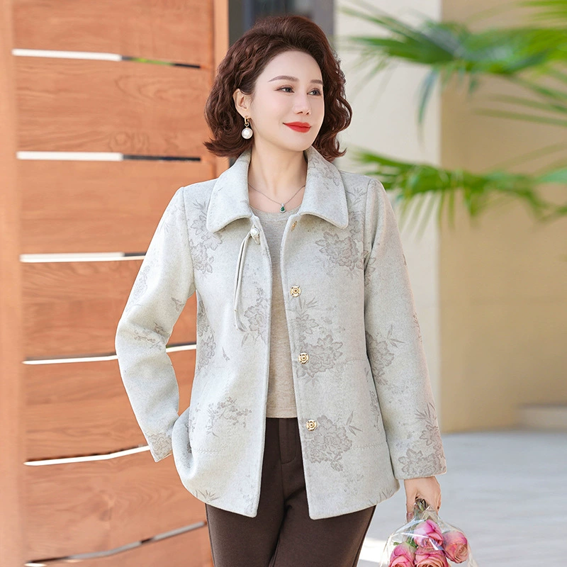 Темперамент мамы новый китайский топ 50-летняя короткая куртка с лацканом