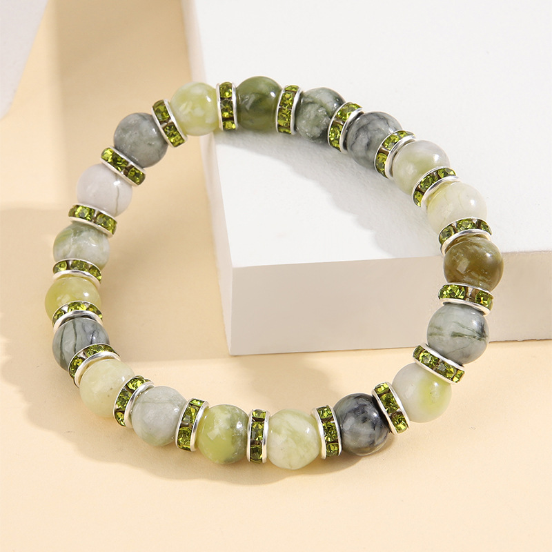 Fashion Gradient Color natural stone Plating Rhinestones Bracelets 1 Piece