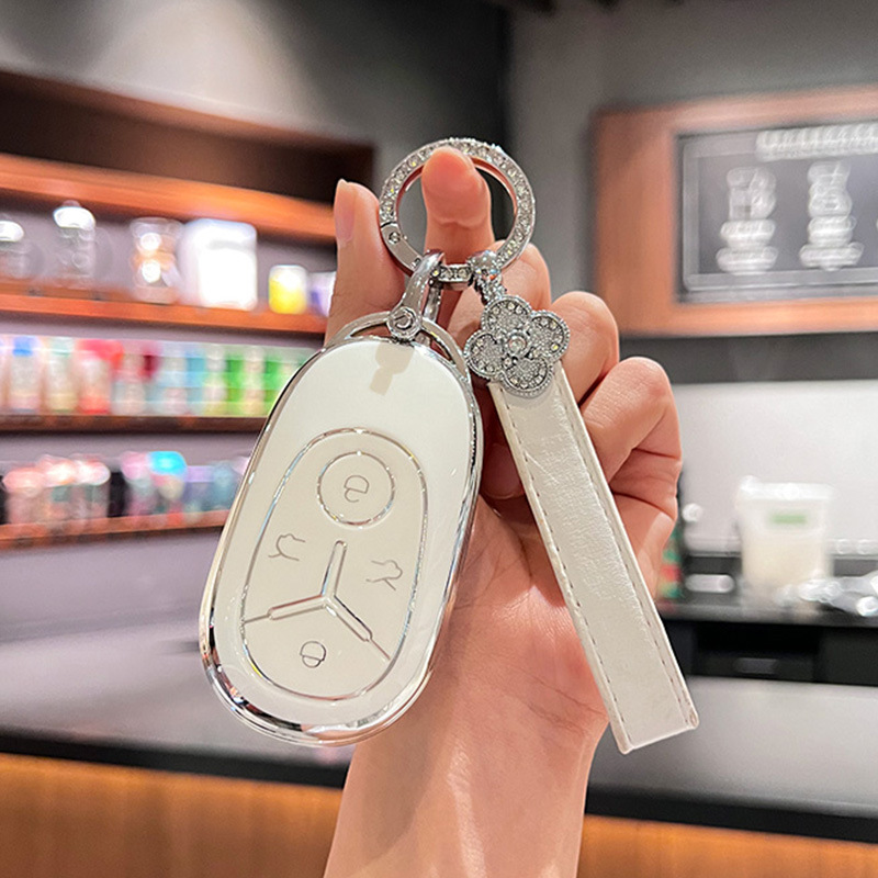 별위시 [실버 엣지 화이트] 싱글 쉘 + 다이아몬드 네잎 클로버 로프